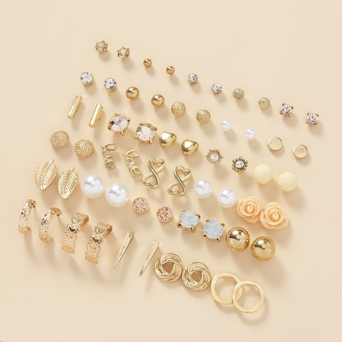 30Pairs/Set Golden Earrings Decorative Jewelry Hoop Earrings Delicate